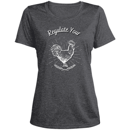 Regulate Your C**k - Ladies' Heather Scoop Neck Performance Tee