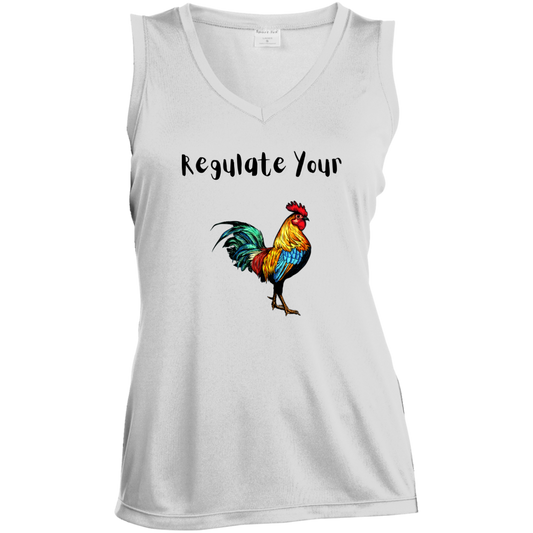 Regulate Your C**k -Ladies' Sleeveless V-Neck Performance Tee