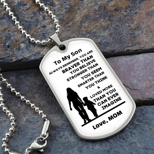 To My Son, From Mom Premium Dog Tag Necklace
