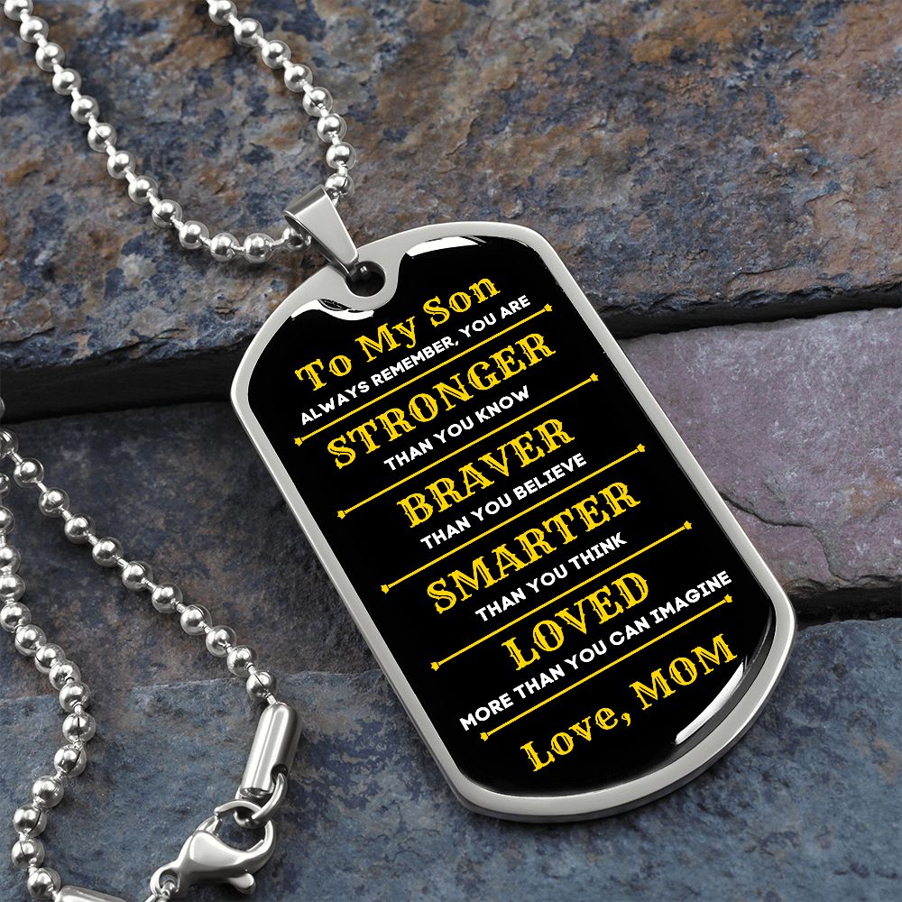 To My Son, From Mom Premium Dog Tag Necklace