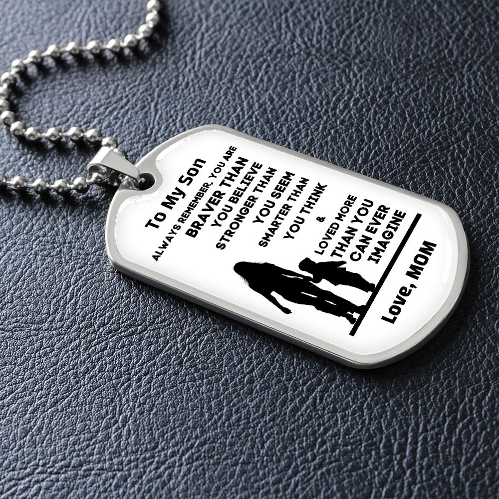 To My Son, From Mom Premium Dog Tag Necklace