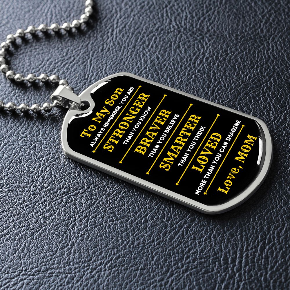 To My Son, From Mom Premium Dog Tag Necklace