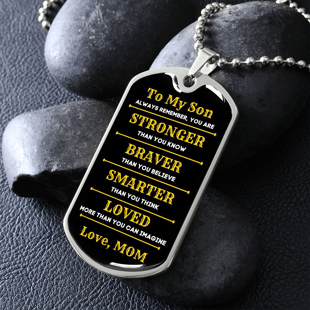 To My Son, From Mom Premium Dog Tag Necklace