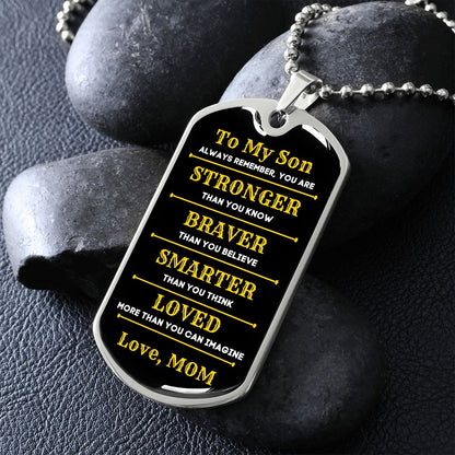 To My Son, From Mom Premium Dog Tag Necklace