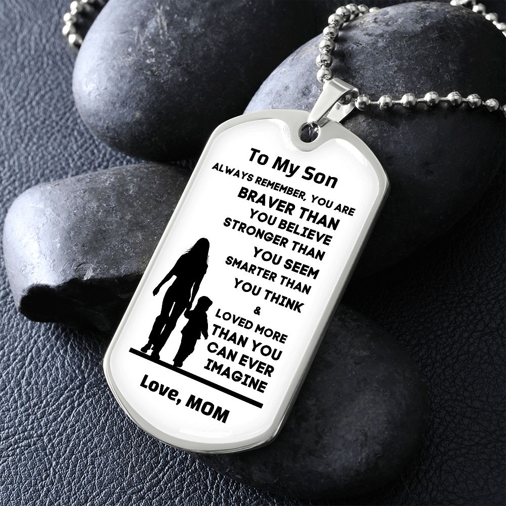 To My Son, From Mom Premium Dog Tag Necklace