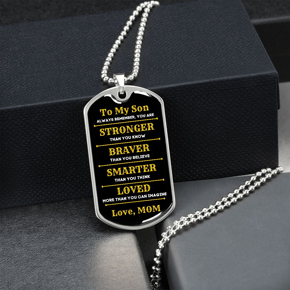 To My Son, From Mom Premium Dog Tag Necklace