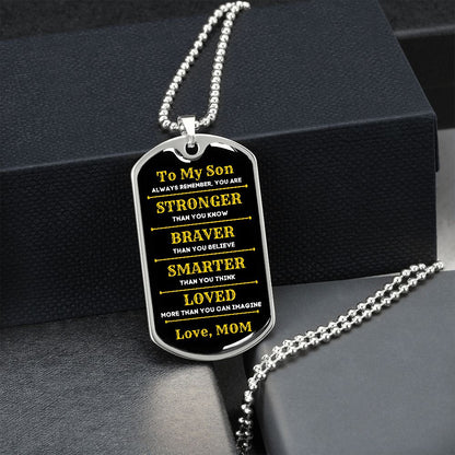 To My Son, From Mom Premium Dog Tag Necklace