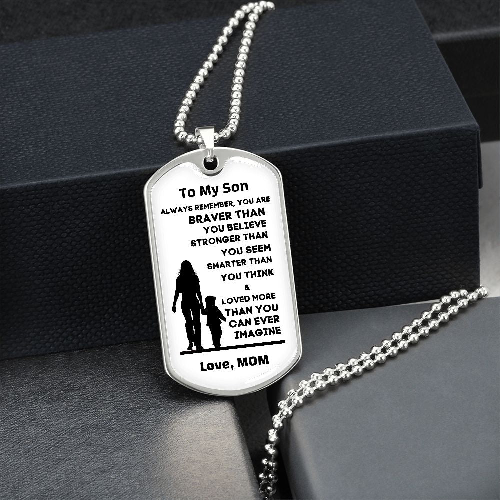 To My Son, From Mom Premium Dog Tag Necklace