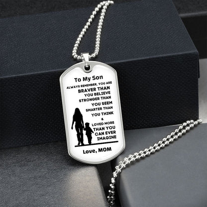 To My Son, From Mom Premium Dog Tag Necklace