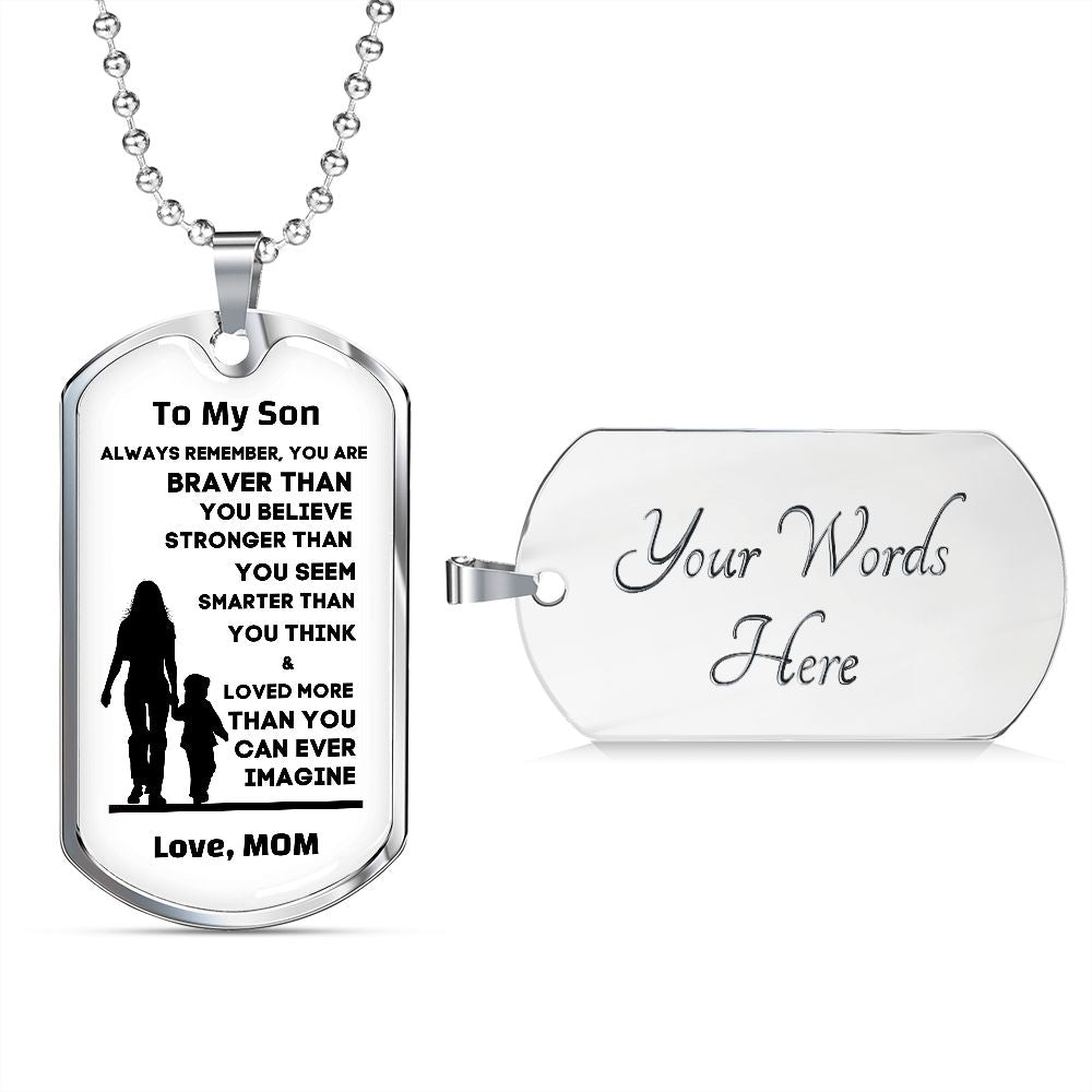 To My Son, From Mom Premium Dog Tag Necklace