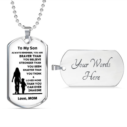 To My Son, From Mom Premium Dog Tag Necklace