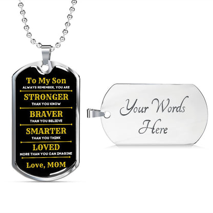 To My Son, From Mom Premium Dog Tag Necklace