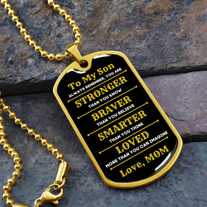 To My Son, From Mom Premium Dog Tag Necklace