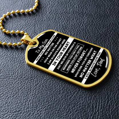 To My Son, From Dad... Premium Dog Tag Necklace (Engrave It!)