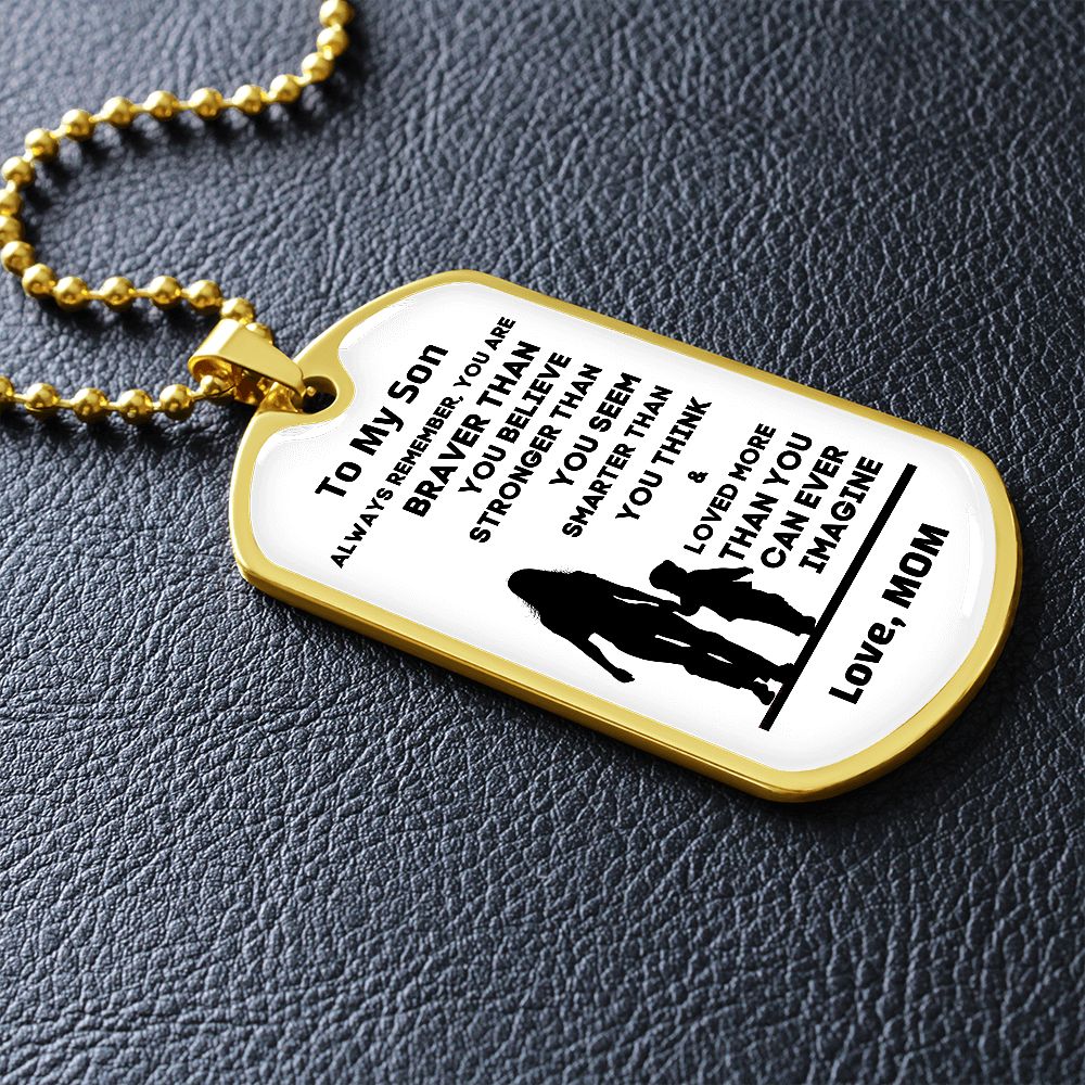 To My Son, From Mom Premium Dog Tag Necklace