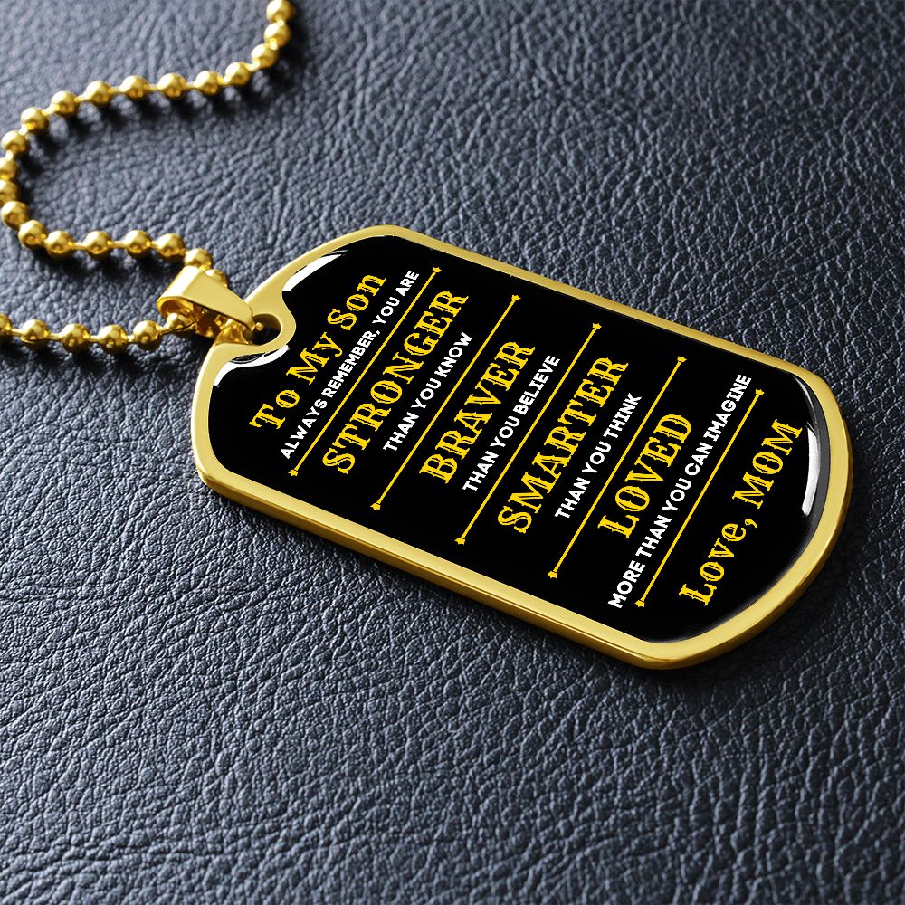 To My Son, From Mom Premium Dog Tag Necklace