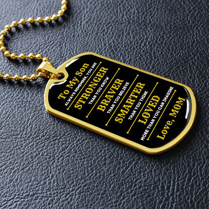 To My Son, From Mom Premium Dog Tag Necklace