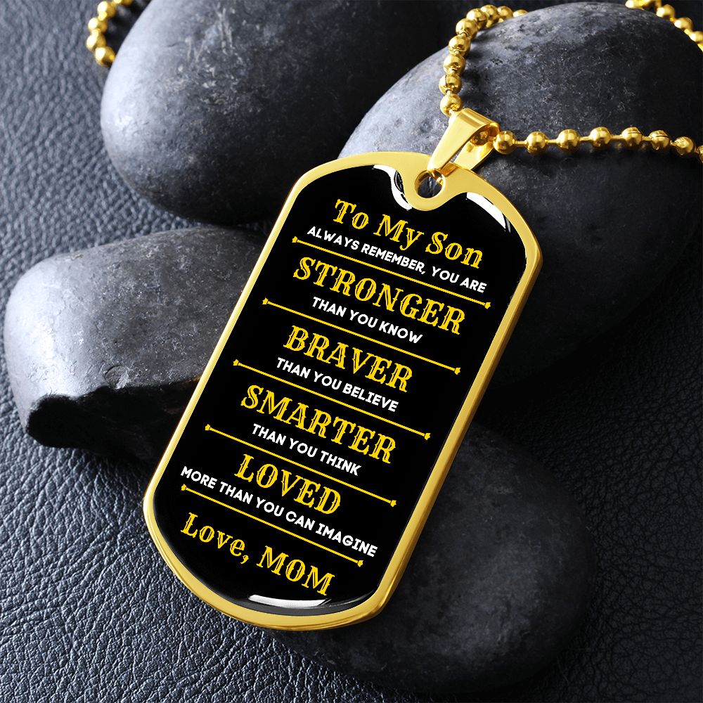 To My Son, From Mom Premium Dog Tag Necklace