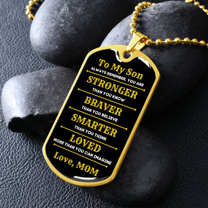 To My Son, From Mom Premium Dog Tag Necklace