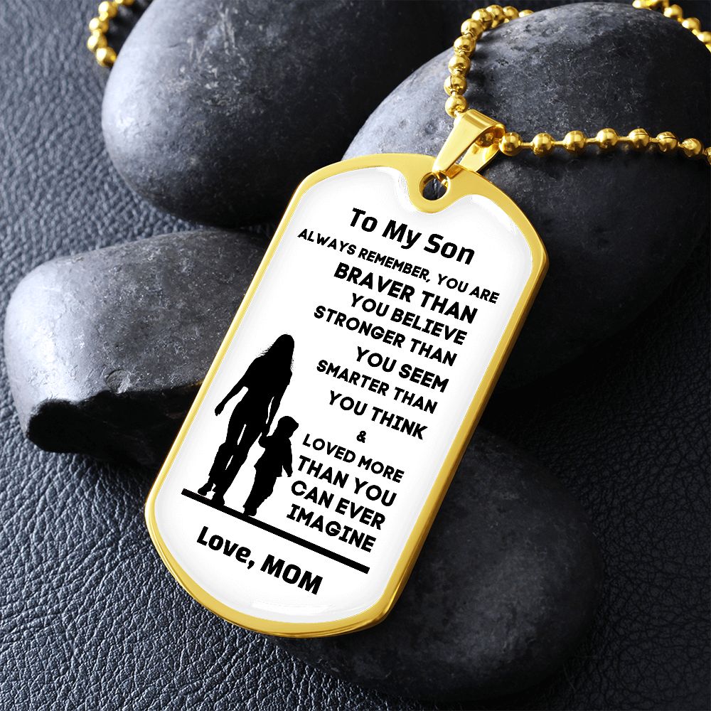 To My Son, From Mom Premium Dog Tag Necklace