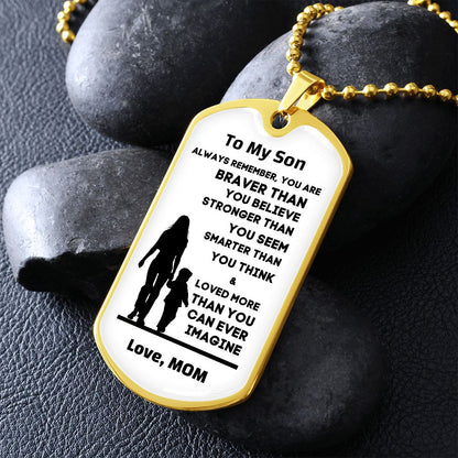 To My Son, From Mom Premium Dog Tag Necklace