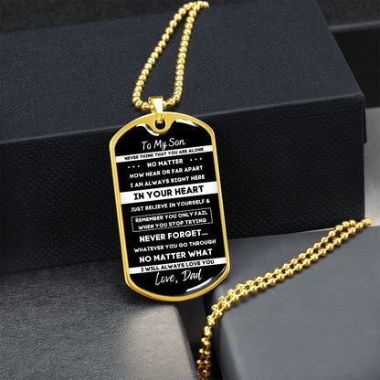 To My Son, From Dad... Premium Dog Tag Necklace (Engrave It!)