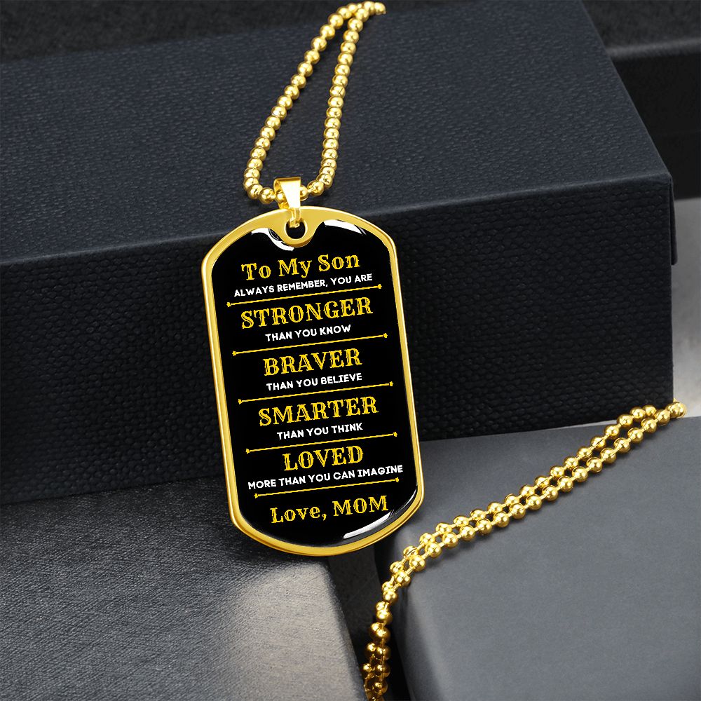 To My Son, From Mom Premium Dog Tag Necklace
