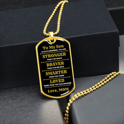 To My Son, From Mom Premium Dog Tag Necklace