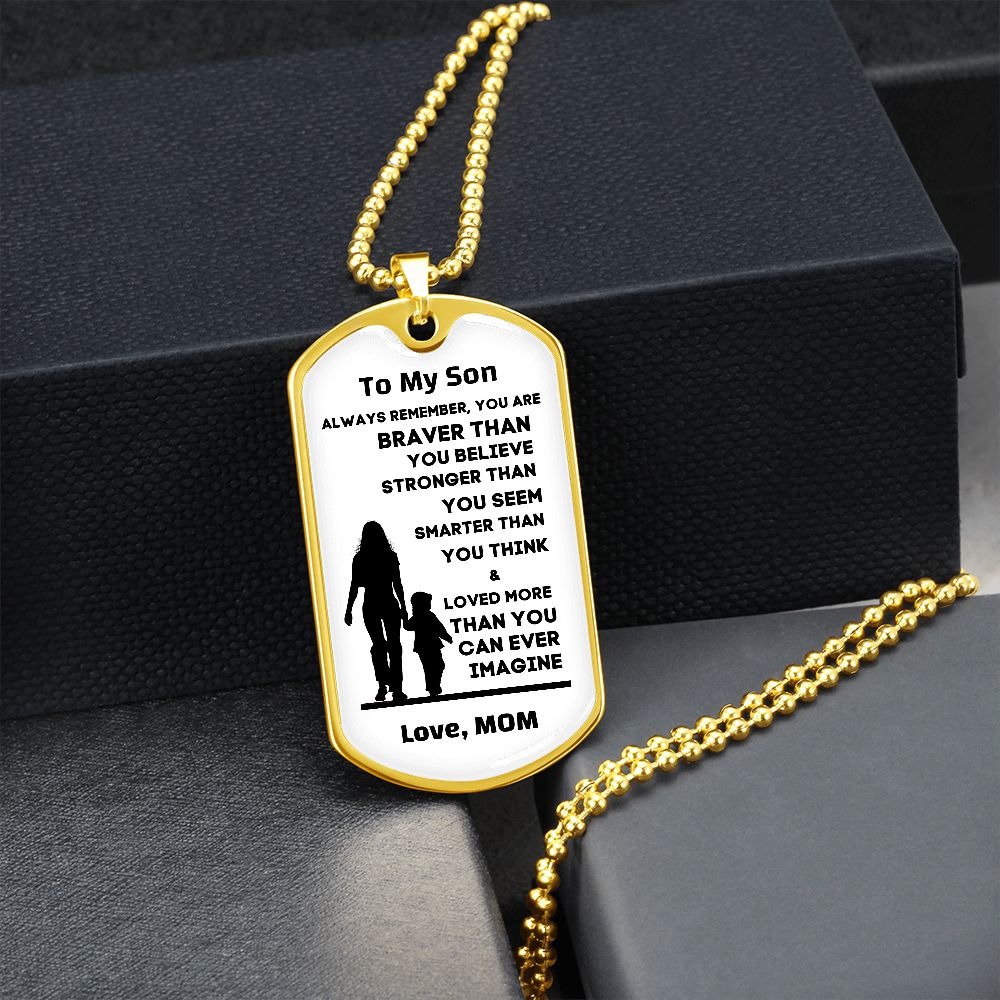 To My Son, From Mom Premium Dog Tag Necklace