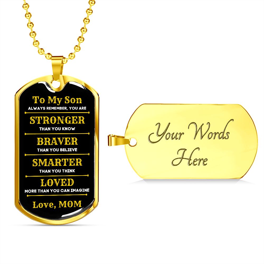 To My Son, From Mom Premium Dog Tag Necklace