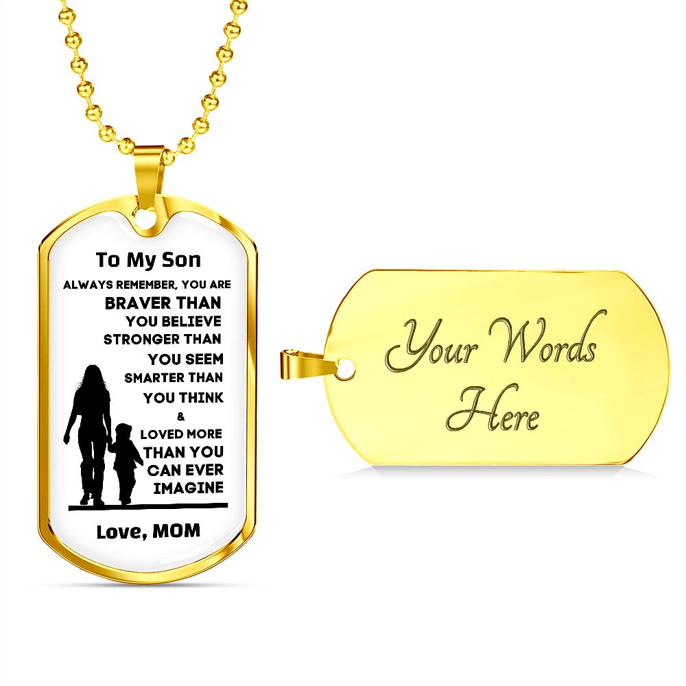 To My Son, From Mom Premium Dog Tag Necklace