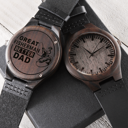 Great Fisherman Better DAD Natural Wooden Watch