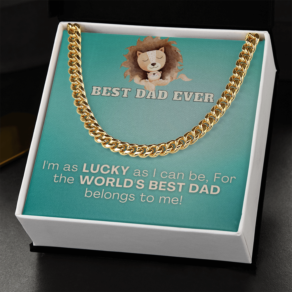 Best Dad Ever (Lion & Cub) Cuban Link Necklace