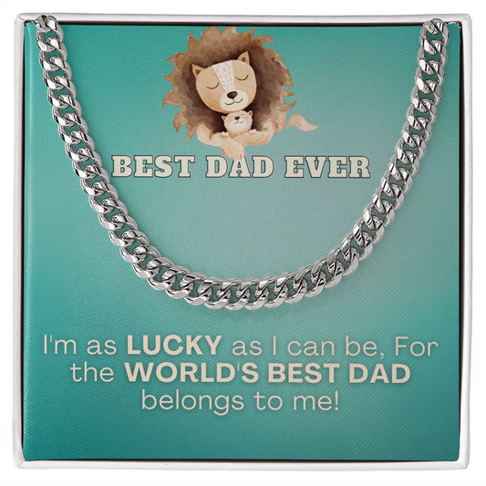 Best Dad Ever (Lion & Cub) Cuban Link Necklace